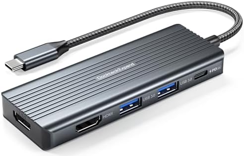 Revolutionize Your Productivity with the Dockteck Expand 5 in 1 USB C Hub: Dual 4 K HDMI Adapter with 2 USB 3.0 Ports & 100 W Power Delivery for Seamless Multitasking on Dell, HP, Mac Book & All Type C Devices – Compact Design for Home Office & Travel
