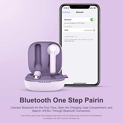 Unleash Your Potential with MOEEN Wireless Earbuds – Advanced Bluetooth 5.0 Headphones Offering 35 Hours Total Playtime, Quick USB-C Charging, IPX5 Waterproof Protection for Active Lifestyles, and Eye-Catching Purple Design for Style and Comfort