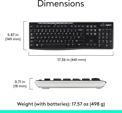 Logitech K270 Wireless Keyboard – Full-Size, 2.4 GHz Connectivity, 8 Multimedia Keys, 2-Year Battery Life, Stylish Rose Color for PCs and Laptops – Ultimate Comfort and Reliability for Productive Workspaces