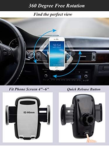 Universal Car Air Vent Smartphone Holder Cradle – 360-Degree Rotating Mount Compatible with i Phone 11 Pro, Samsung Galaxy S Series, Google Pixel & More – Effortless Installation, Secure Grip, Enhanced Viewing Angles for Safe Driving