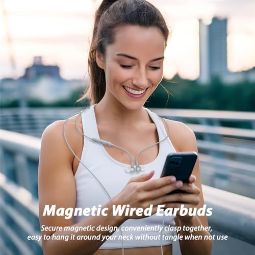 Magnetic USB C Earbuds for Samsung Galaxy S24 Ultra, S23 FE, S22, S21, A54, A53 & i Phone 16, 15 Pro Max – Noise Isolating Wired Headphones with Microphone and Volume Control for Enhanced Audio Experience – Perfect for Music Lovers and Professionals