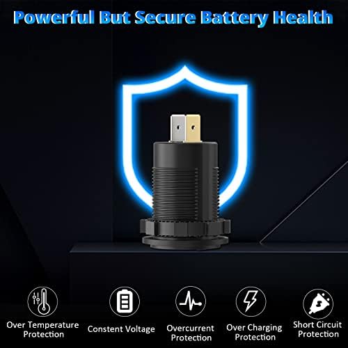 Qidoe 12 V USB Car Charger with Dual Quick Charge 3.0 Ports & 30 W USB-C PD Socket – Waterproof Multi-Device Charging Adapter for Cars, Boats, RVs, and Trucks with Integrated Voltmeter and Power Control Switch for Enhanced Durability and Performance
