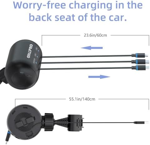 Transform Your Travel Experience with the OHLPRO 3-in-1 Retractable Backseat Charger – Fast Charging Dock for All Smartphones Including i Phone & Samsung | Ultimate Solution for Ride-Share Drivers and Passengers | Organized, Hassle-Free Charging for Uber, Lyft, and Daily Commutes | Enhance Comfort and Connectivity on the Go