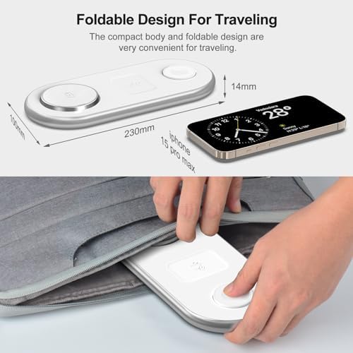 Sleek 3-in-1 Magnetic Charging Station for Apple Devices – Fast Mag-Safe Wireless Charger Stand for i Phone 16/15/14/13/12, Apple Watch, and Air Pods – Elegant Golden Design with Enhanced Compatibility and Safety Features