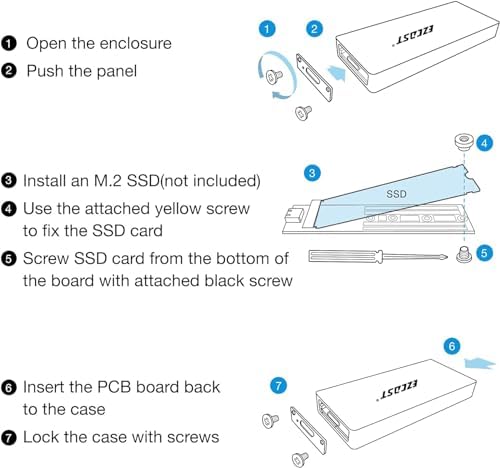 Ultra-Fast M.2 NVMe + SATA SSD Enclosure – USB C 3.1 Gen 2 (10 Gbps) for 2280/2230/2242/2260 SSDs – Premium Aluminum Case with Enhanced Heat Dissipation and Plug-and-Play Design for Effortless Data Transfer and Portable Storage Solutions
