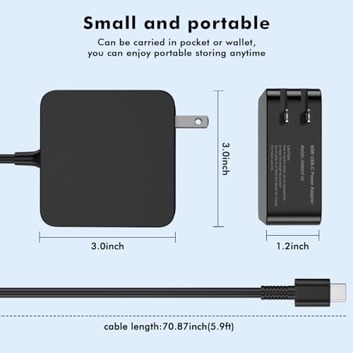 Premium 65 W USB-C Laptop Charger for ACEMAGIC AX15/AX16 & KAIGERR Models – Ultra-Fast Charging with Enhanced Safety Features, Perfect for AMD Ryzen & Intel 12 th Gen Laptops – Certified Fireproof Adapter with Smart Circuit Technology for Optimal Performance and Protection