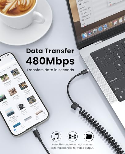 Ultimate Coiled USB A to USB C Cable for i Phone 15/16 Pro Max & Android Devices – Superior High-Speed Data Transfer & Robust Design for Seamless Apple Car Play & Android Auto Integration – Essential for Stress-Free Road Trips & Daily Drives