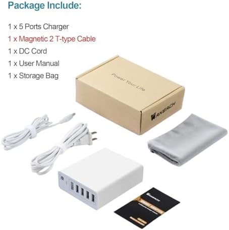 High-Efficiency 110 W Ga N 5-Port USB Fast Charger for Mac Book Pro – Ultimate L-Tip Power Adapter with Unmatched Charging Speed, Full Compatibility for 13/15/17 Inch Models, CE/FCC/ROHS Certified Safety Features, Durable 6 ft Cord Ideal for Mobile Professionals and Frequent Travelers