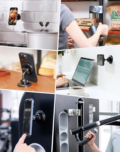 Magnetic Gym Phone Holder for Mag Safe – Ultimate Hands-Free Workout Accessory with Dual Ball Head for Optimal Viewing – Securely Supports i Phone 12 to 16 Pro Max & All Smartphones – Elevate Your Fitness Routine with Seamless Connectivity and Stability