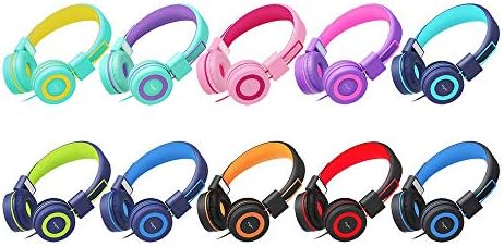 ELECDER i37 Foldable Kids Headphones – Lightweight, Adjustable On-Ear Wired Headphones in Vibrant Peach/Purple for School, Travel & Home Learning – Perfect Audio Companion for Young Learners & Teens with Comfortable Fit and Universal Device Compatibility