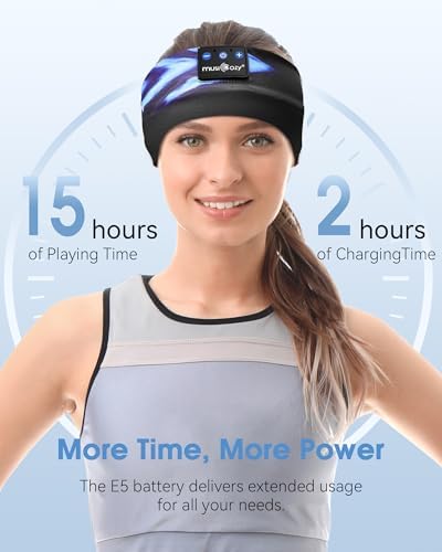 MUSICOZY Bluetooth 5.4 Sleep Headband – Ultra-Thin Stereo Earbuds for Uninterrupted Comfort and Performance, Sweat-Resistant for Active Lifestyles & Serenity (White Red) – Elevate Your Audio Experience with Innovative Design and Superior Sound Quality