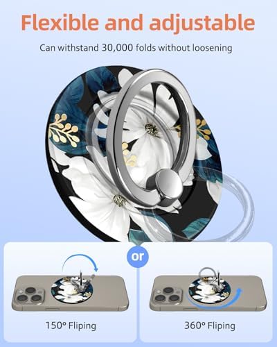 Tycamp Vintage Floral Magnetic Phone Grip – Chic Mag Safe-Compatible Ring Holder for i Phone 16/15/14/13/12 Series – Adorable & Practical Phone Stand for Women and Girls – Superior Grip for Safe Handling & Effortless Selfie Capture