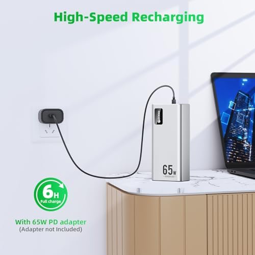 High-Capacity 50000 m Ah Fast Charging Power Bank – 65 W USB-C Portable Charger for Laptops, Phones & Tablets – Compatible with Mac Book, Dell, i Phone 14/13 – Stylish Blue Design for Ultimate Convenience and Reliability