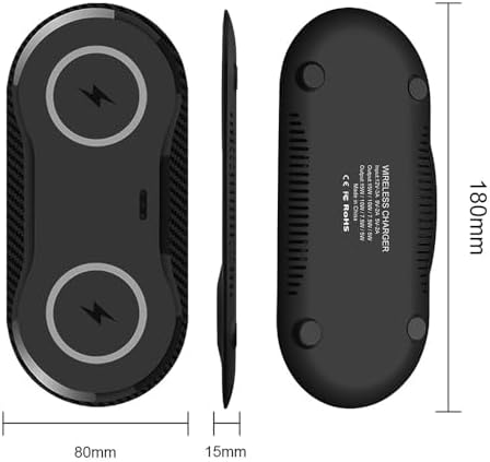 Dual 30 W Wireless Charging Pad for i Phone, Samsung Galaxy, and Google Pixel – Fast, Efficient Dual Device Charger for All Qi-Compatible Models – Sleek, Portable Design for Home and Office Use – Eliminate Clutter and Enhance Convenience