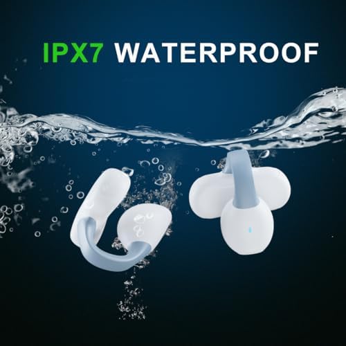 IHAO Bluetooth 5.3 Clip-On Sport Earbud Headphones – 80-Hour Playtime, Noise-Cancelling Hi-Fi Sound, IPX4 Waterproof, Secure Fit for Active Lifestyles, Perfect for Workouts and Leisure, Enhanced Connection Speed, Painless Wear – Black