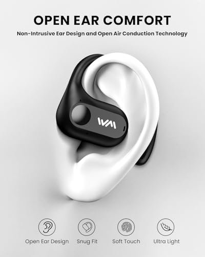 Beige Wireless Bluetooth 5.3 Open Ear Sports Earbuds – Ultra-Light Air Conduction Headphones with 30-Hour Battery Life, Enhanced Bass, and Secure Fit for Active Enthusiasts – Ideal for Running, Workouts, and Effortless Calls