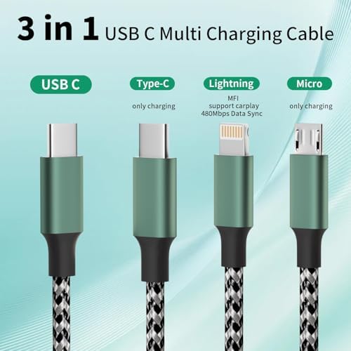 Ultimate 4-in-1 Fast Charging Cable – 65 W Multi-Device Charger with E-Mark Chip for i Phone 16/15/14/13, i Pad, and Laptops – High-Speed USB-C/Lightning Connectivity for Enhanced Performance and Versatility