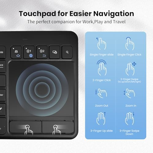 Revolutionize Your Digital Experience with the All-in-One Wireless Bluetooth Touch Pad Keyboard – Multi-Device Compatibility for TV, Windows, Android & More, Featuring a Spacious Multi-Touch Trackpad for Effortless Navigation and Ergonomic Comfort, Perfect for Home or Office Use, Rechargeable Battery for Extended Performance