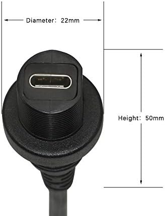 CERRXIAN 30 cm Gold Plated USB Type C 3.1 Dash Mount Extension Cable for Vehicles – Premium Waterproof Connectivity Solution for Car, Boat, Motorcycle & Truck with High-Speed Data Transfer and Sleek Installation Design