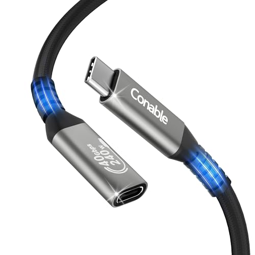 High-Performance Coaxial USB 4 Extension Cable – 0.6 FT USB C Male to Female with 40 Gbps Data Transfer, 8 K/5 K Video Output at 60 Hz & 240 W Fast Charging – Ideal for Mac Book, SSDs, i Phone 16/15, Thunderbolt 4, XPS, and Surface Pro – Enhanced Compatibility & Durability for Optimal Connectivity