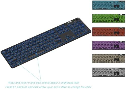 Transform Your Typing with the Arteck Universal Backlit Wireless Bluetooth Keyboard – Multi-Device Compatible & Rechargeable with 7-Color Adjustable Illumination for Windows, i OS, Android, and More! Elevate Your Workspace’s Style and Efficiency!