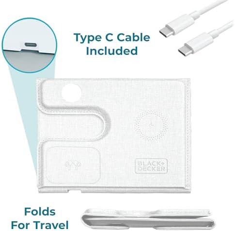 BLACK+DECKER 3-in-1 Wireless Charging Station for Apple Devices – Foldable Travel Charger Compatible with i Phone 16/15/14/13 Pro Max, Apple Watch, and Air Pods – Fast Charging, Enhanced Compatibility, Ideal for On-the-Go Users