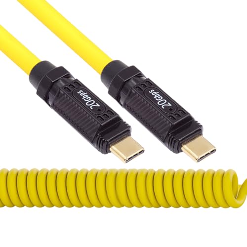 xiwai Stretch Coiled USB-C USB4 Cable with Smart LED Display 20Gbps 100W 8K for Laptop Disk Phone Type-C Male to Male Cable Power & Data 180cm – Enhanced Compatibility and Speed