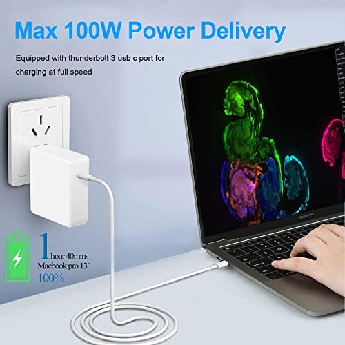 Ultra-Fast 100 W USB-C Power Adapter for Mac Book Pro & Air – Versatile PD Charger for 13″ to 16″ Models with M1, M2, M3, M4 Compatibility – Efficient Power Delivery for All USB-C Devices – Lightweight Travel Charger with Enhanced Safety Features – Rapid Charge Smartphones from 0% to 80% in Just 30 Minutes – High-Efficiency 96% Performance – Ideal for Mac Book Retina, i Pad Pro, and More – Perfect Home & Office Solution to Elevate Your Charging Game – Dual-Use Convenience for On-the-Go Professionals – Upgrade Your Power Experience Today with Reliable and Efficient Charging Solutions
