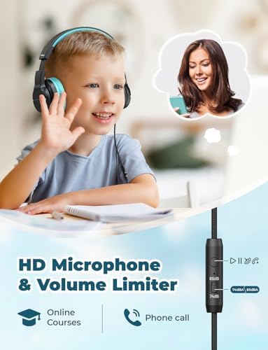i Clever Kids Headphones: Safe 85 d B Volume-Limited Over-Ear Stereo Sound for Children – Foldable, Lightweight, and Compatible with i Pads and Computers for Easy Travel and Learning