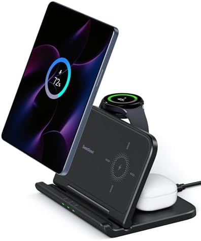 High-Speed 25 W Wireless Charger & 3-in-1 Charging Hub for Samsung Z Fold Series & Pixel 9 Pro Fold – Compact Travel Solution for Galaxy Watch Ultra & Earbuds – Streamlined Charging Station for All Your Devices