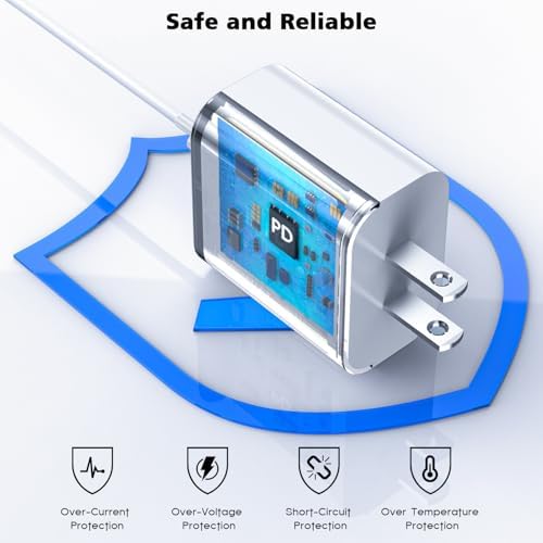 Fast Charge Your i Phone with the PD 20 W USB C Wall Charger Block – MFi Certified Adapter & 3 FT Lightning Cable for i Phone 14/13/12/11/XS Max/XR/X/8/7/SE & Air Pods – Compact & Reliable Power Solution for Ultimate Device Compatibility and Speed