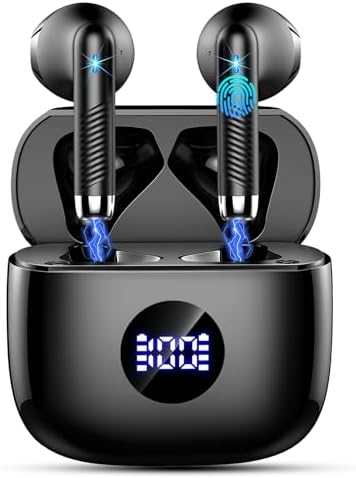 Next-Gen Bluetooth 5.4 Wireless Earbuds – Unleash Hi-Fi Stereo Sound with 40-Hour Battery Life, Superior Call Clarity from 4 ENC Mics, IP7 Waterproof Rating, and Fast USB-C Charging with LED Indicator for Ultimate Comfort and Longevity