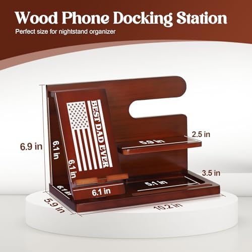 Gifts for Men Him Husband, Stocking Stuffers for Man Him, Christmas Mens Gift, Wood Phone Docking Station, Groomsmen Gift, Anniversary Fathers Day Birthday Gifts for Man Husband Boyfriend – Enhanced Compatibility and Speed