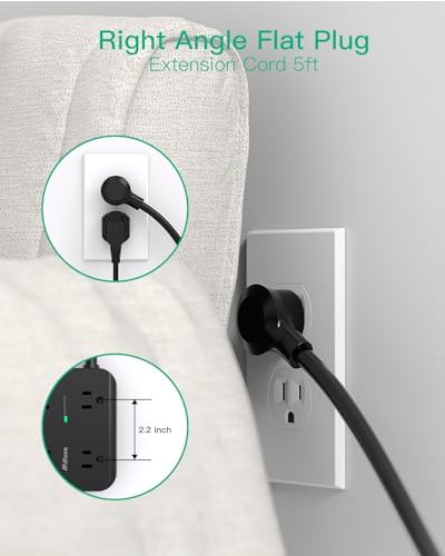 MIFASOPOWER Surge Protector Power Strip – 8 Wide Outlet Charging Station with 4 USB Ports (Including USB-C) and 5 FT Heavy-Duty Extension Cord – Space-Saving Flat Plug Design for Home, Dorm, or Office – Overload Protection & Wall-Mountable Convenience
