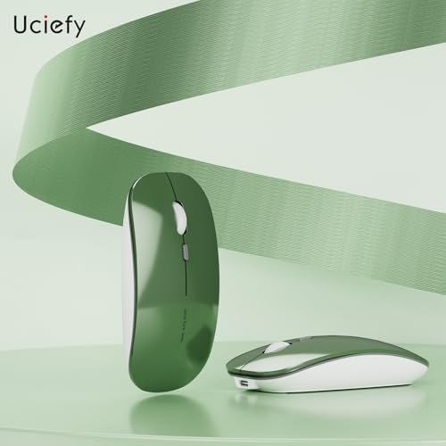Uciefy Q5 Slim Rose Gold Wireless Mouse – Portable Optical Rechargeable Design with Silent Click, USB Receiver & Type C Adapter for Effortless PC, Laptop & Desktop Compatibility – Elevate Your Workspace with Style & Precision