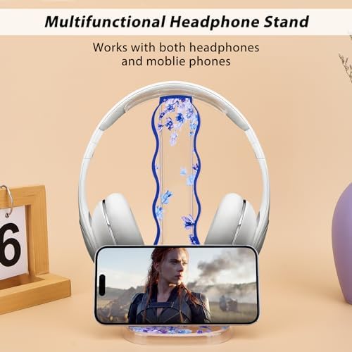 CamyCosy Headphone Holder for Desk, Gaming Headset & Earphone Stand with Tulip Flowers Pattern – Enhanced Compatibility and Speed