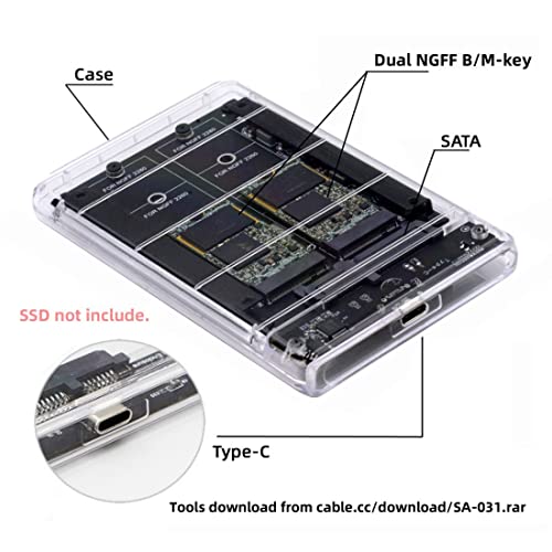 Chenyang Dual Function MSATA SSD JBOD Adapter with USB C 2.5″ Hard Drive Enclosure – Unmatched Speed and Versatility for Enhanced Storage Solutions