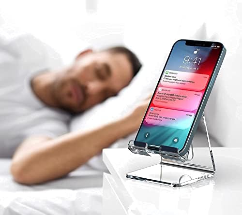 Crpich Acrylic Cell Phone Stand, Portable Phone Holder, Clear Phone Stand for Desk, Compatible with Phone16 15 14 13 12 Pro Max 11 Xr Plus SE, Switch, Android Smartphone, Pad, Desk Accessories, 2 Pack – Enhanced Compatibility and Speed