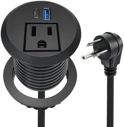 Transform Your Workspace with the 20 W USB-C Fast Charge Recessed Power Grommet – 2-Inch Flush Mount Desk Outlet Featuring 6.5 FT Extension Cord for Effortless Connectivity in Home, Office, School, or Hotel – Ultimate Space-Saving Power Solution with Enhanced Device Compatibility