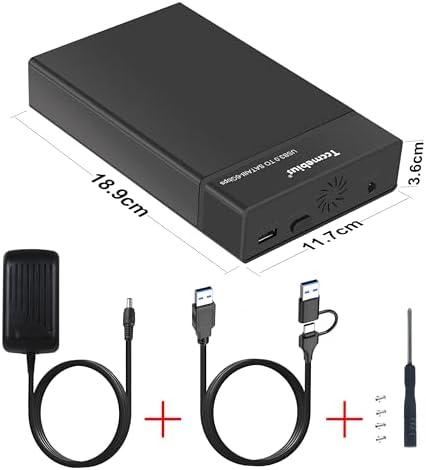 Maximize Your Data Storage with the TCC-S8 External Hard Drive Enclosure: USB 3.0 Docking Station for 2.5 & 3.5-Inch SATA HDDs and SSDs, Accommodating Up to 22 TB with 12 V/3 A Power Supply, USB A/C Cable Included, UASP Super Speed Support, Energy-Saving Automatic Sleep Feature for Enhanced Longevity and Performance
