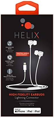Helix Ethaudlt Lightning Earbuds in White – Premium High-Fidelity Audio with Enhanced Apple Compatibility for Seamless Listening Experience and Hands-Free Calling