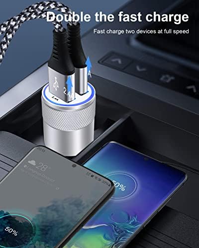 Rapid Charge Dual USB Car Charger Set – 2-Pack, 3.4 A High-Speed Adapter for i Phone 15/14/13/12/11 Pro Max & Samsung Galaxy S23/S22/S21 – Compact Design with Enhanced Safety and Compatibility for Effortless On-the-Go Power Solutions