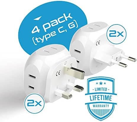 Ultimate Compact Travel Power Adapter for UK & Ireland – Dual USB & USB-C Fast Charger with 3.1 A Output – Type G Plug Converter for Seamless Global Connectivity in Hong Kong, England, Dubai, and Saudi Arabia – Safe, Efficient Design for Smart Travelers