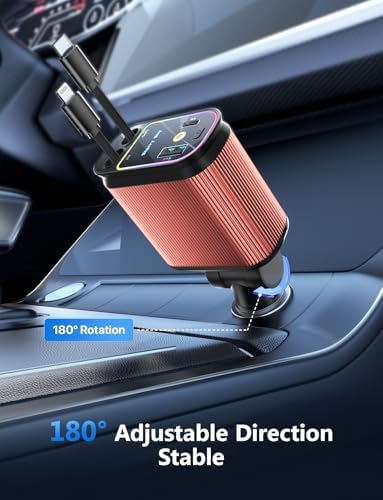 Celestial Power: 4-in-1 Starlight Retractable Car Charger with Fast Dual USB Ports – Compatible with i Phone 15/14/13 – Innovative Tangle-Free Charging Solution for Enhanced Portability and Style