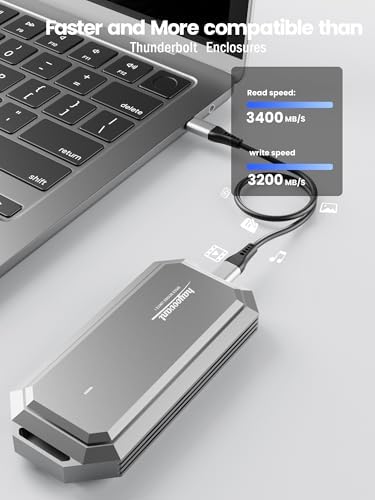 Ultra-Fast 40 Gbps NVMe Enclosure with Cooling Fan – Premium Aluminum Thunderbolt 4 & USB 4 External SSD Case for M.2 2280/2260/2242 Drives – Unmatched Compatibility & Performance for Gaming, Video Editing & More