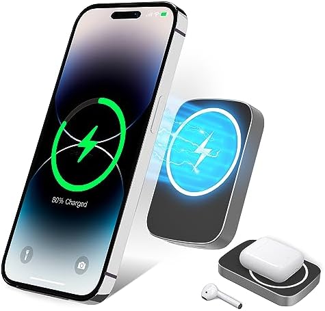 Magnetic 10,000 m Ah Fast Charging Power Bank for i Phone 15/14/13/12 – 20 W Wireless Portable Charger with USB-C Dual Ports & Cable – Effortless Magnetic Attachment for On-the-Go Power Efficiency