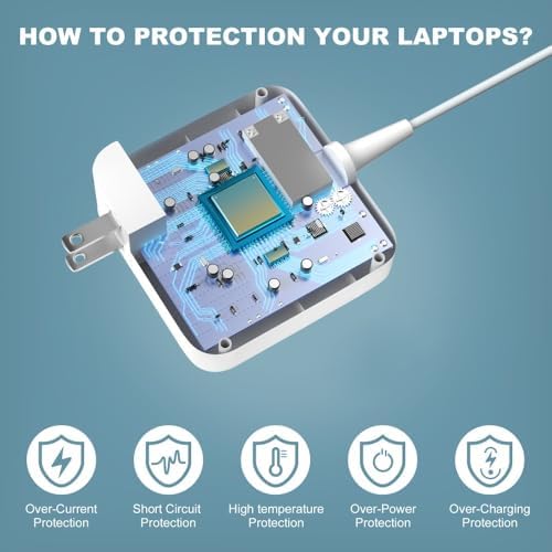 Advanced 45 W T-Tip Charger for Mac Book Air A1436 A1466 A1465 – Rapid Charge Power Adapter for 11″ & 13″ Retina Laptops – CE/FCC/ROHS Certified Safety, Robust Construction, and 6 ft Cord for Exceptional Portability and Convenience
