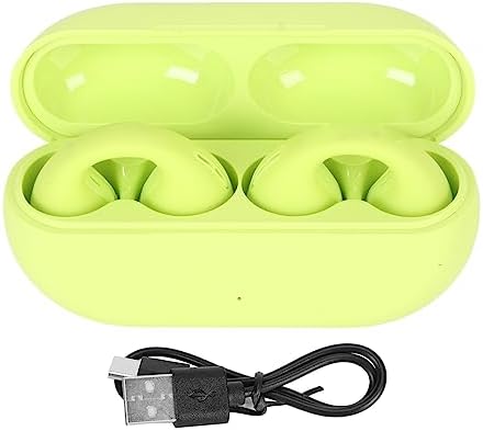 Heayzoki Open Ear Clip-On Headphones – Lightweight Noise Cancelling Mini Earbuds for Active Lifestyle, Perfect for Running and Sports (Vibrant Green) – Enhanced Audio Clarity and Awareness