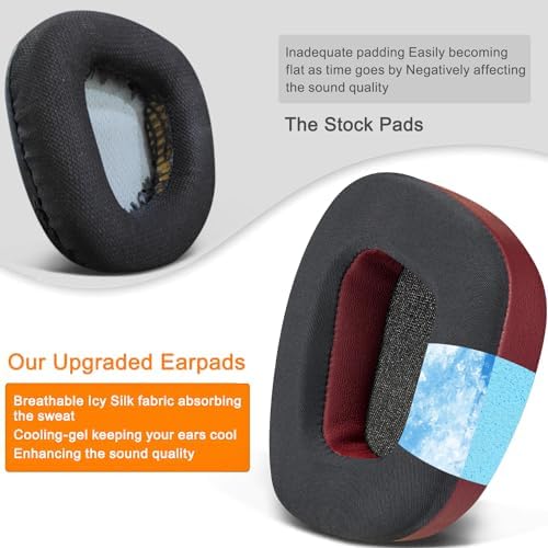 Transform Your Gaming Setup with SOULWIT Cooling-Gel Earpads for Corsair Void Series – Luxurious Ice Silk Fabric for Ultimate Comfort and Superior Sound Enhancement – Perfect Replacement Cushions for Void, Void Pro, Void Elite & Surround Wired/Wireless Gaming Headsets – Striking Red Storm Aesthetic for Unmatched Style and Performance