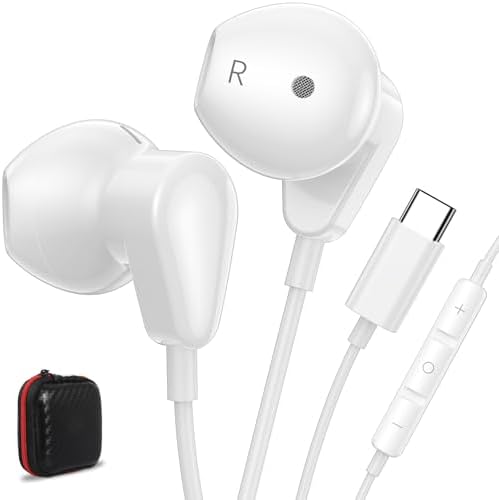 High-Fidelity USB C Earbuds for i Pad & i Phone – Exceptional Wired Headphones Featuring Advanced DAC for Superior Sound, Built-In Microphone, and Convenient Volume Control – Ideal for i Pad Pro (10 th/11 th Gen), Mini 6/7, and i Phone 16 Pro/15 Plus – Lightweight, Durable, and Comfort-Optimized for Ultimate Audio Experience
